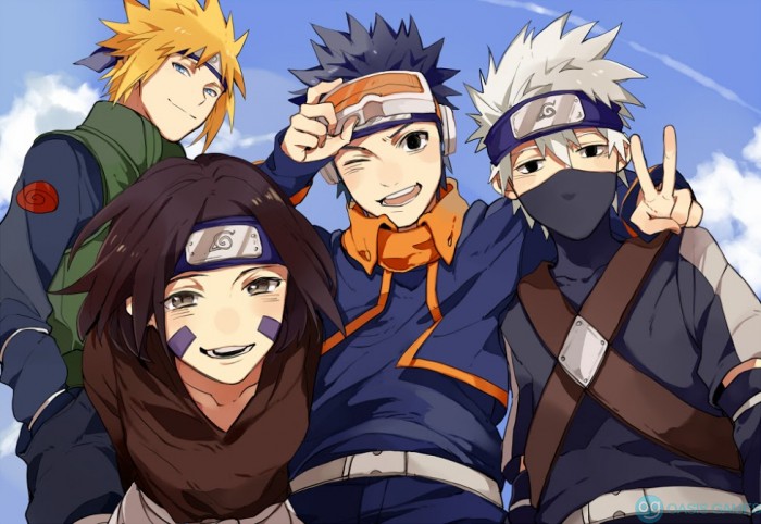 Mon-Pixiv3333736-NARUTO-Namikaze-Minato-Hatake-Kakashi-Uchiha-Obito-Nohara-Rin