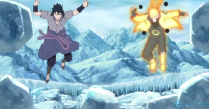 Sasuke_se_libera_del_Hielo_con_Naruto